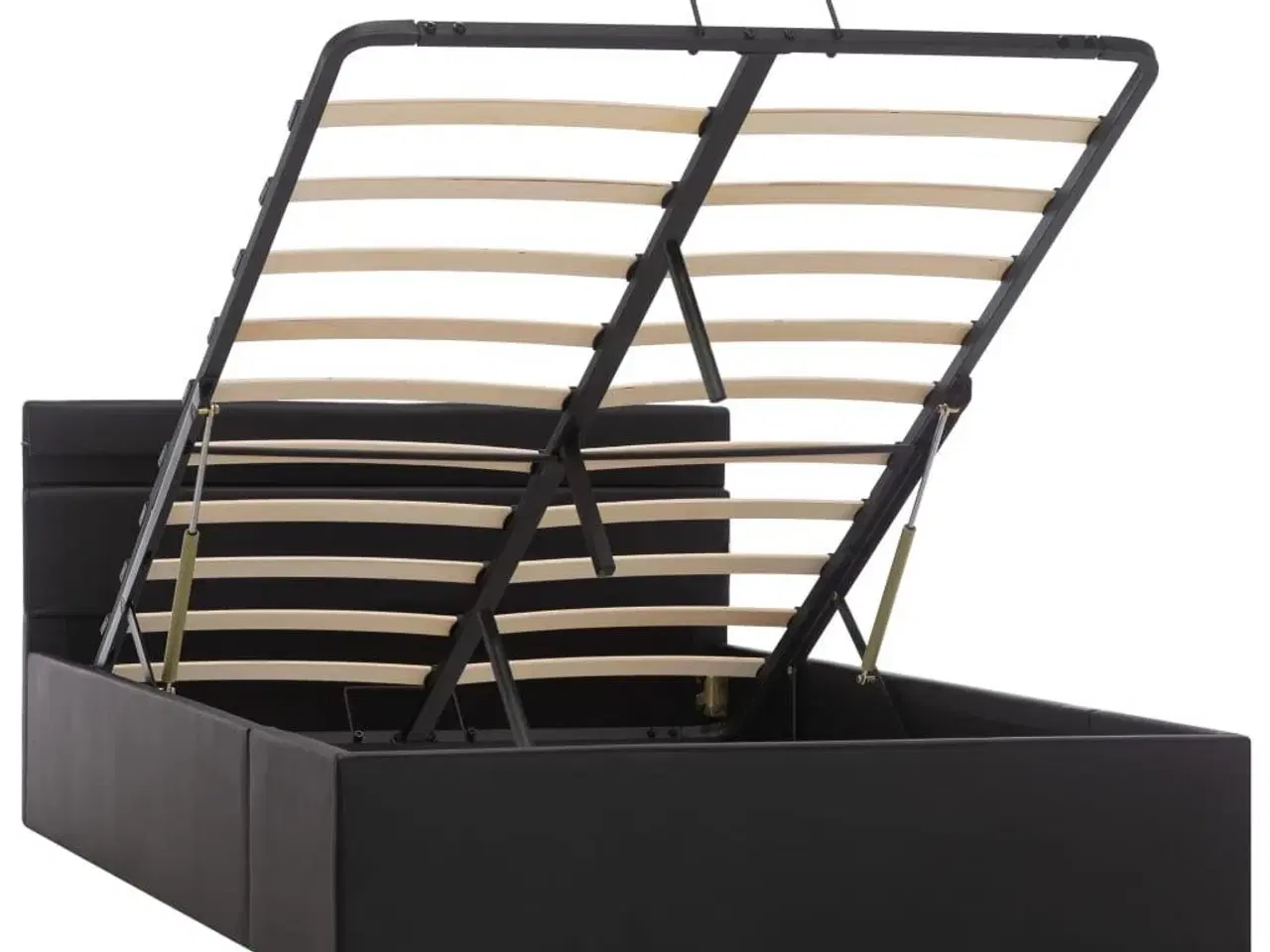 Billede 3 - Hydraulisk opbevaringsseng med LED 140x200 cm kunstlæder sort