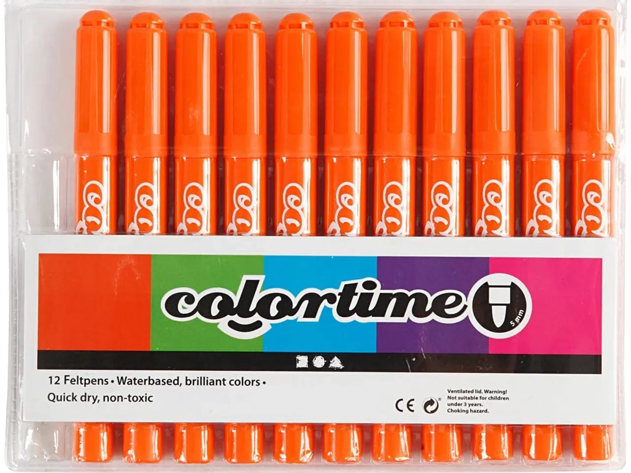 Billede 1 - Colortime Tusch, streg 5 mm, orange, 12stk./ 1 pk.