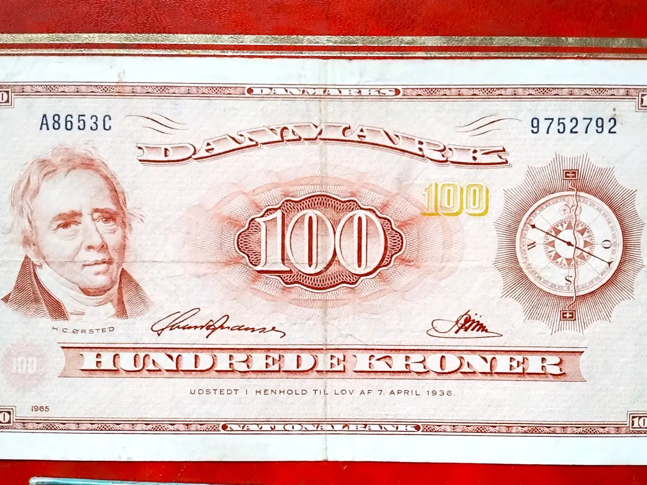 Billede 1 - 100 KRONE 1965 Hans Christian Ørsted p46, SIEG 137