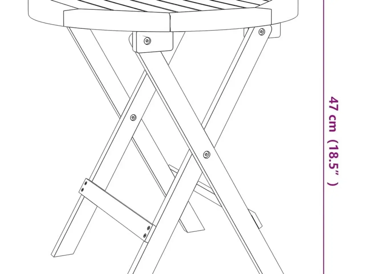 Billede 6 - Foldbart havebord Ø46 cm massivt akacietræ hvid