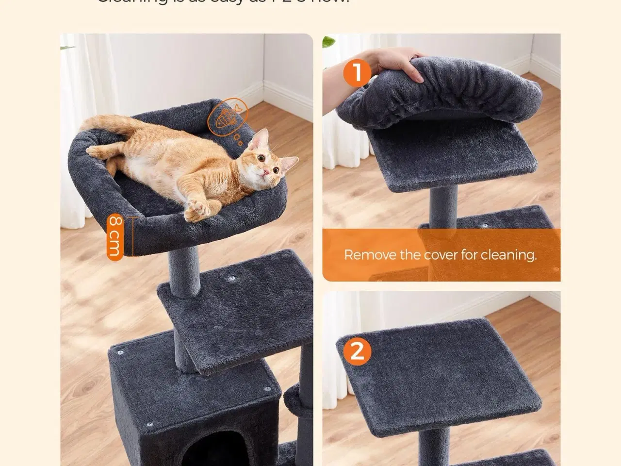 Billede 5 - Kattetræ med kradsebræt 135 cm – SONGMICS/Feandrea, mørkegrå