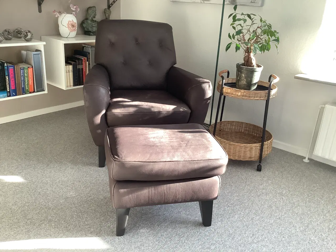 Billede 3 - Natuzzi okselæder lænestol med skammel.