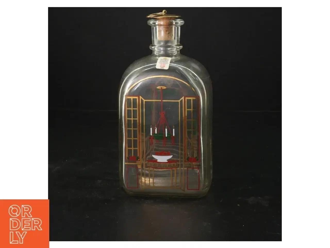 Billede 1 - Glasflaske med julemotiv fra Holmegaard (str. 7x9x20 cm)