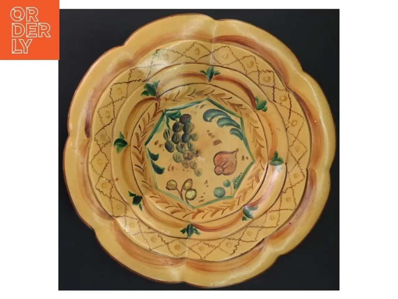 Billede 1 - Dekorativ skål med frugtmotiv (str. Ø 30 cm)