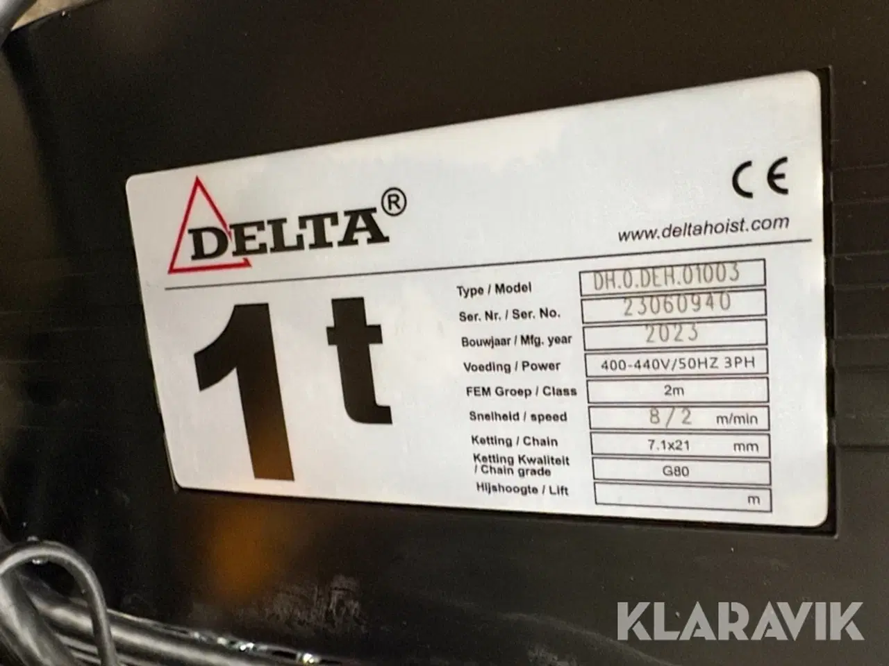 Billede 9 - Løftetalje DELTA DH.0.DEH.01003 - 1 Tons