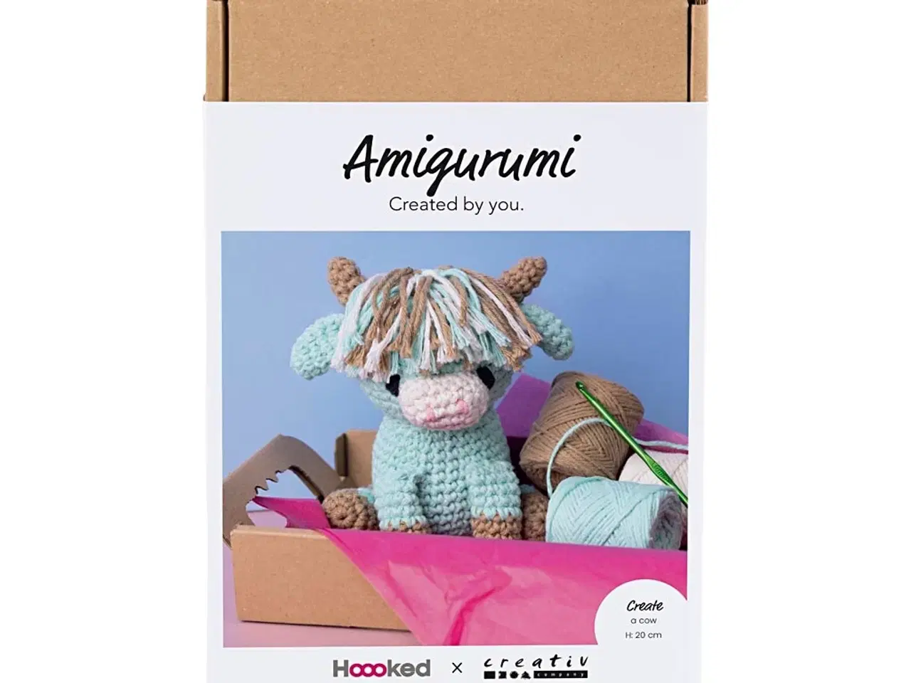 Billede 1 - DIY Kit Amigurumi, Ko, beige, mint, 1 pk.