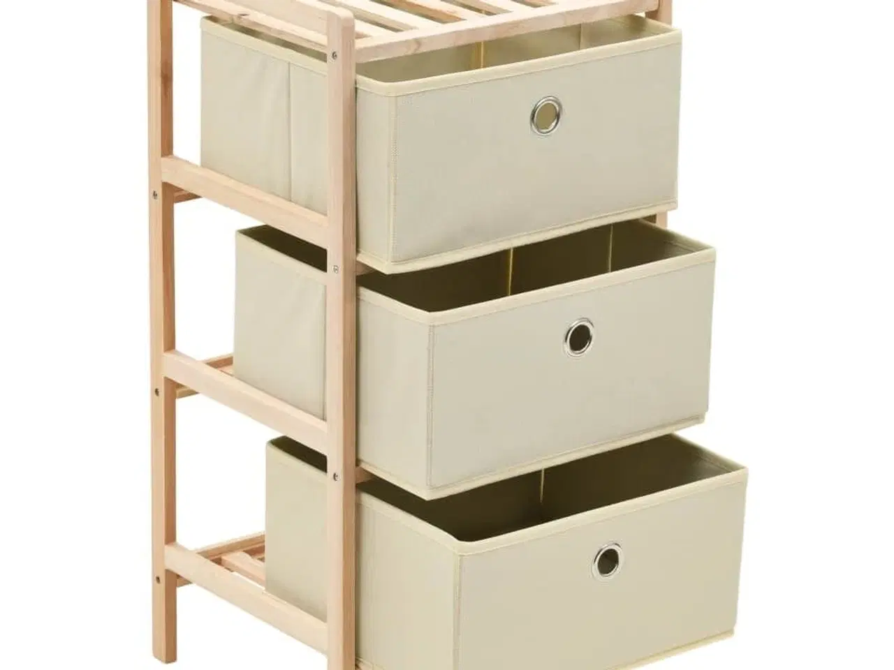 Billede 5 - Opbevaringsstativ med 3 stofkurve cedertræ beige