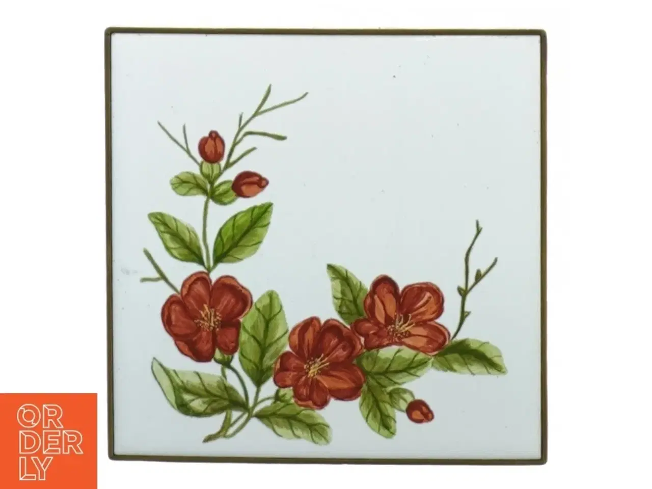 Billede 1 - Bordskåner med håndmalet blomstermotiv (str. 16 cm)