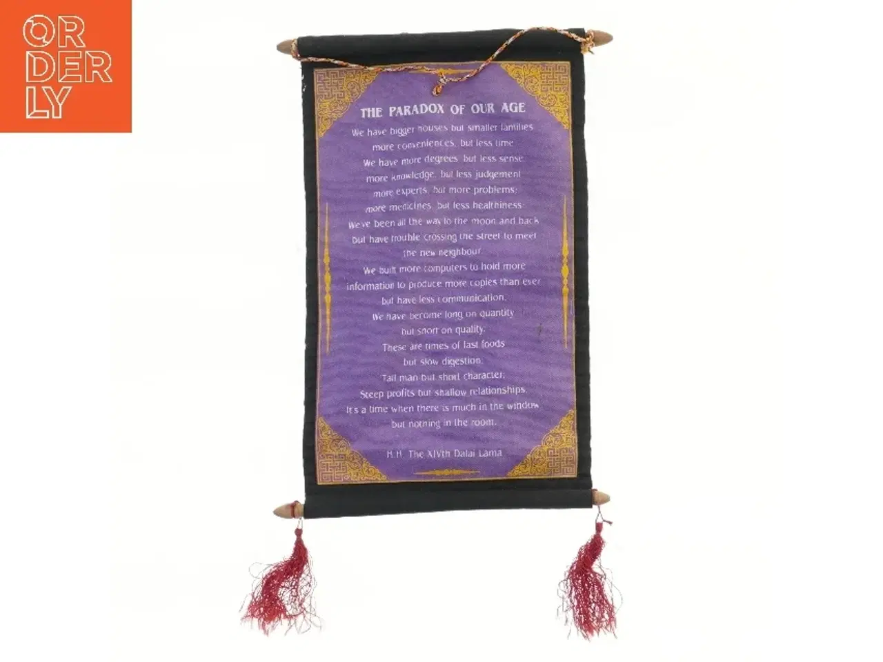 Billede 1 - Lilla vægophæng med citat af Dalai Lama (str. 37x25,5 cm)