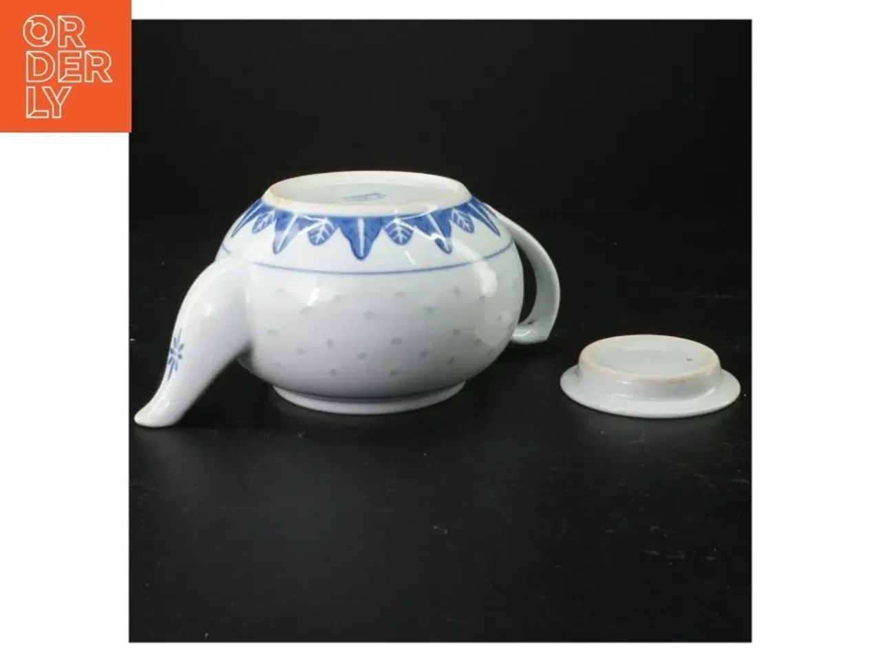 Billede 2 - Porcelænsteapot med blåt mønster (str. Ø 14 cm)