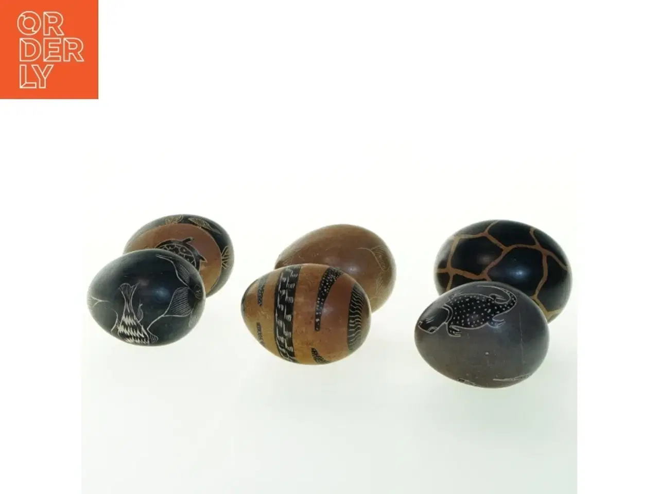 Billede 2 - Dekorative æg i sten med ætset mønster (str. 6,5 cm)