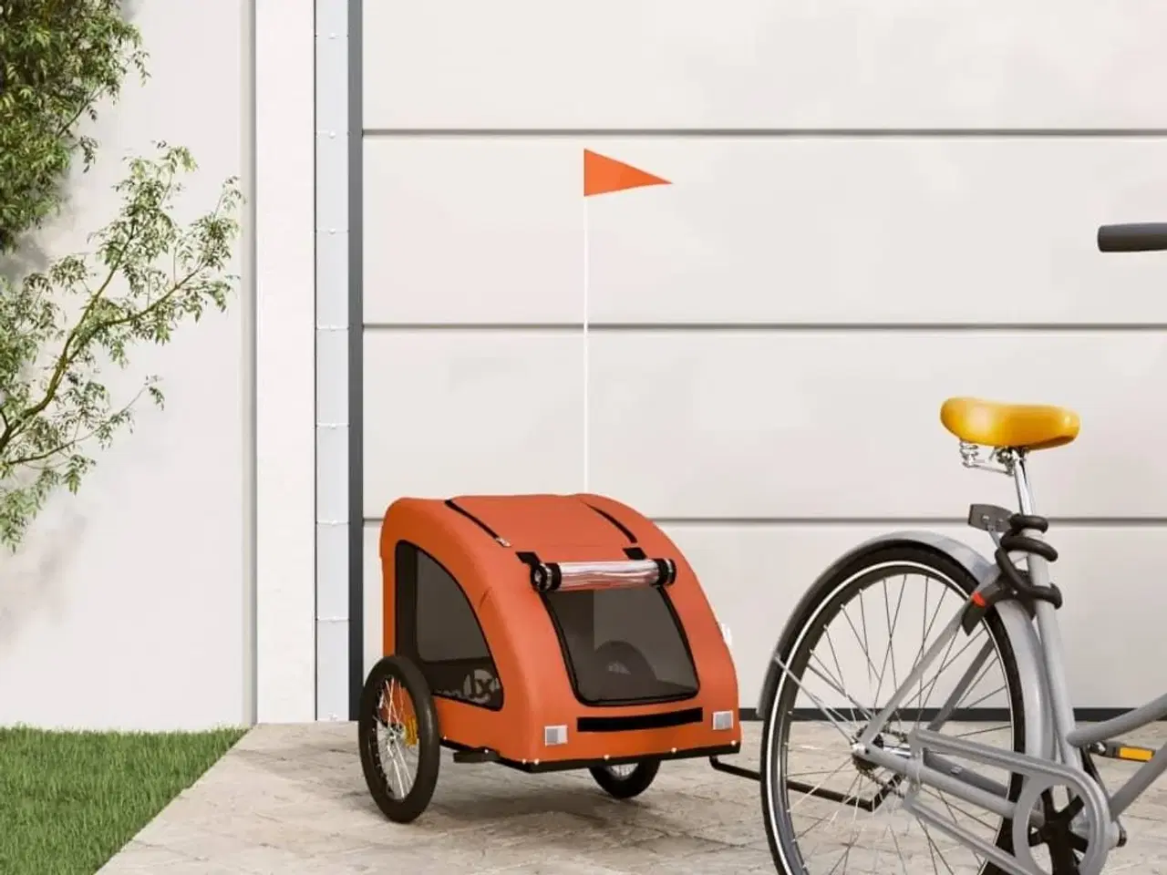 Billede 1 - Cykeltrailer til kæledyr oxfordstof og jern orange