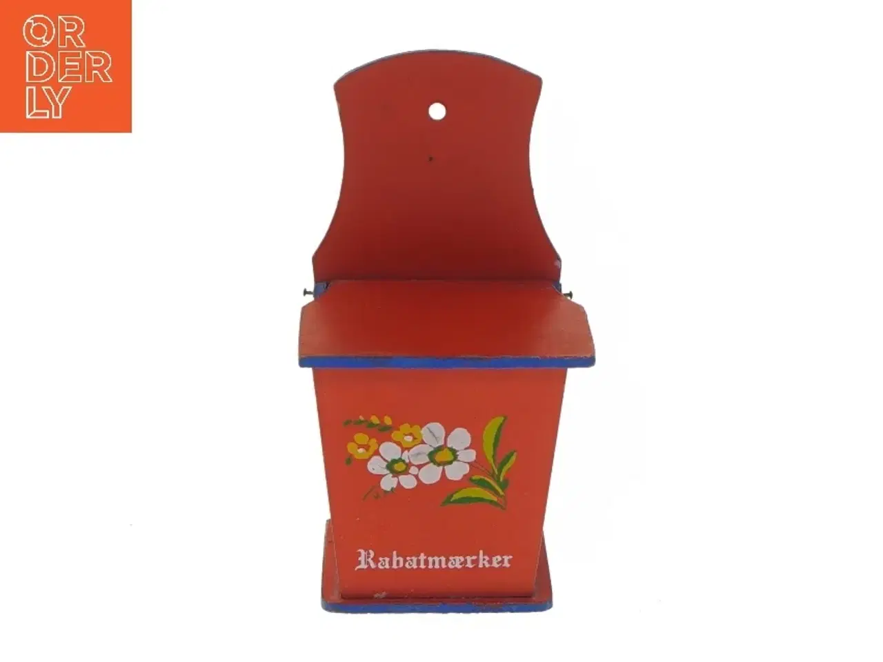 Billede 1 - Retro Trææske med blomstermotiv og tekst (str. 15,5x8x8 cm)