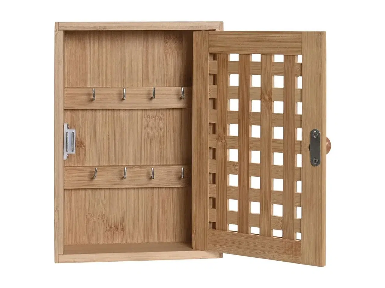 Billede 2 - Nøgleskab i bambus/metal - Natur, 19 × 6 × 27 cm