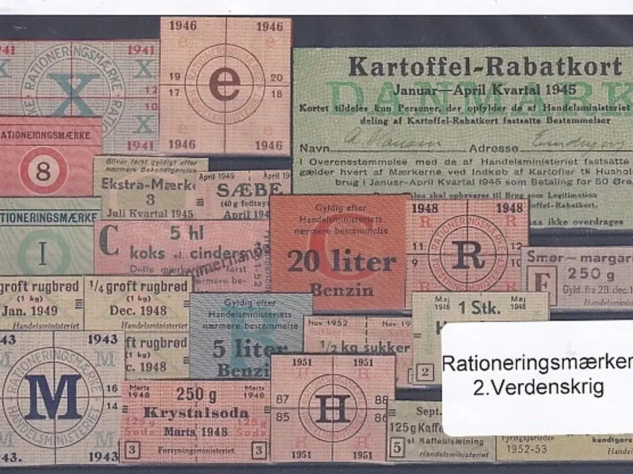 Billede 1 - Rationeringsmærker - 2. Verdenskrig