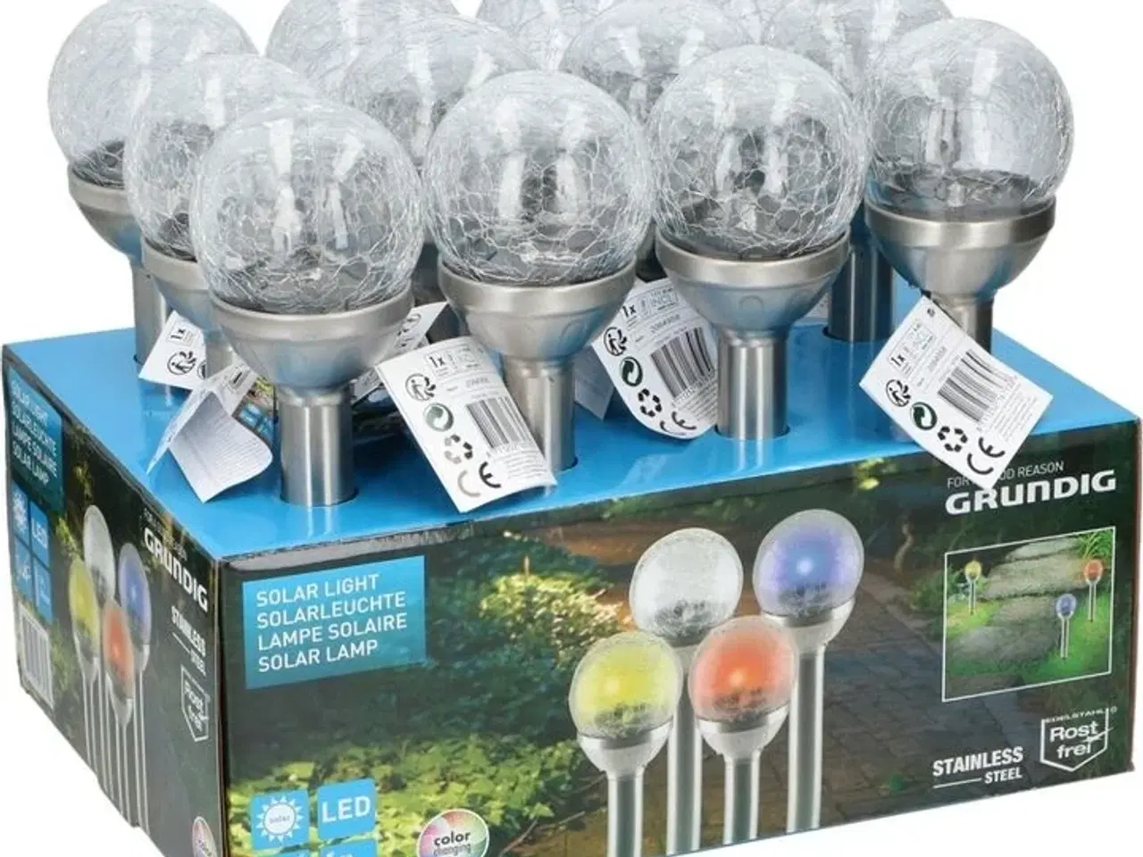 Billede 3 - 13 stk. grundig solcelle lampe m. farve skifte led ip44 34 cm(ubrugt)