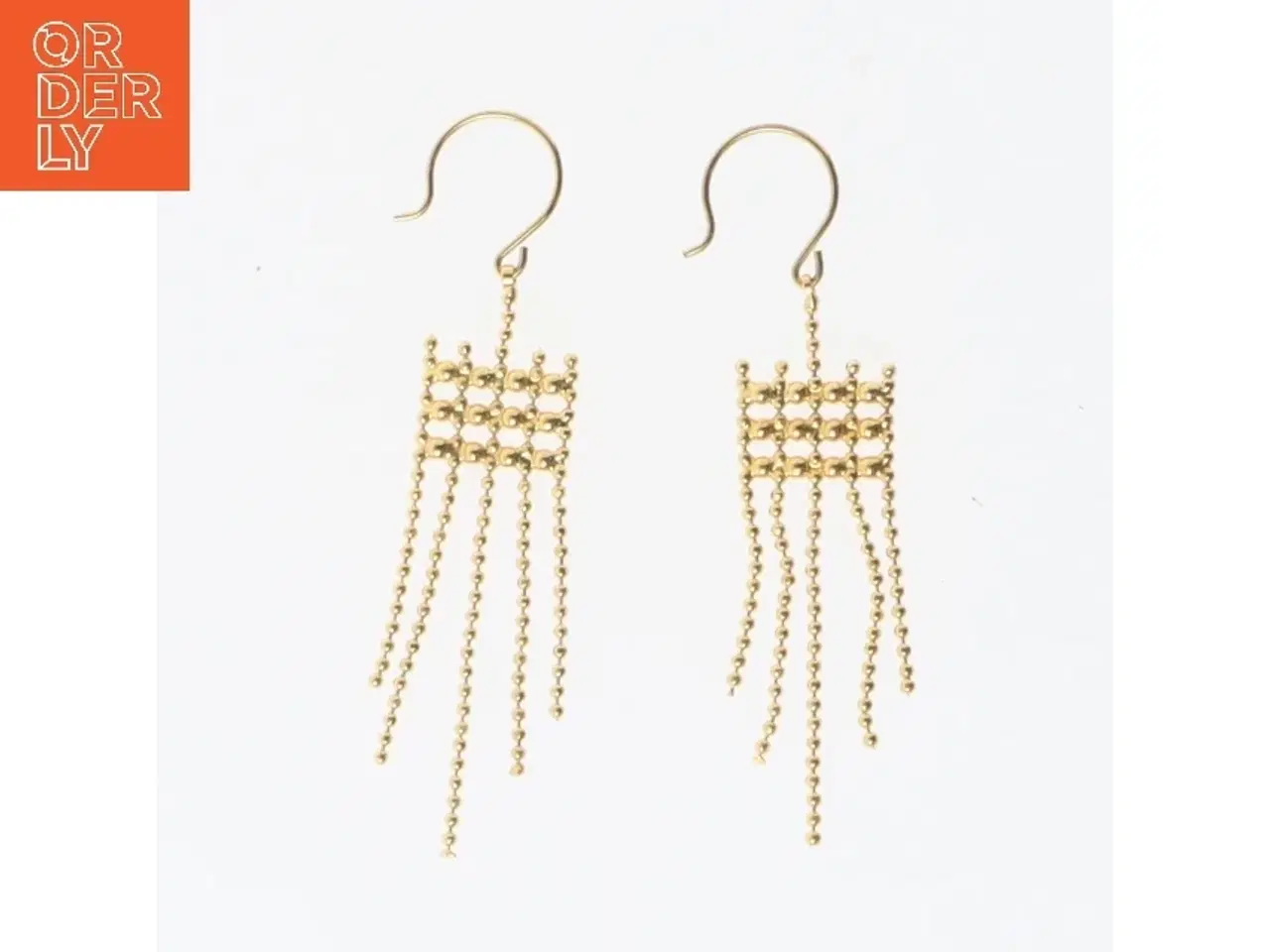 Billede 1 - Guld øreringe med kæder (str. 6 cm)