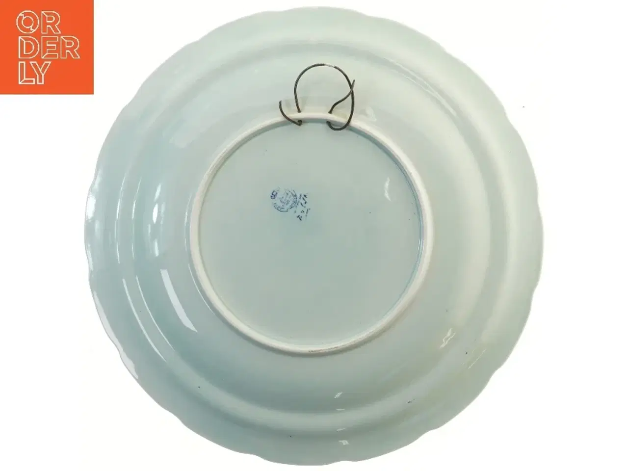 Billede 2 - Stor porcelænstallerken med blå dekoration (str. Ø 40 cm)