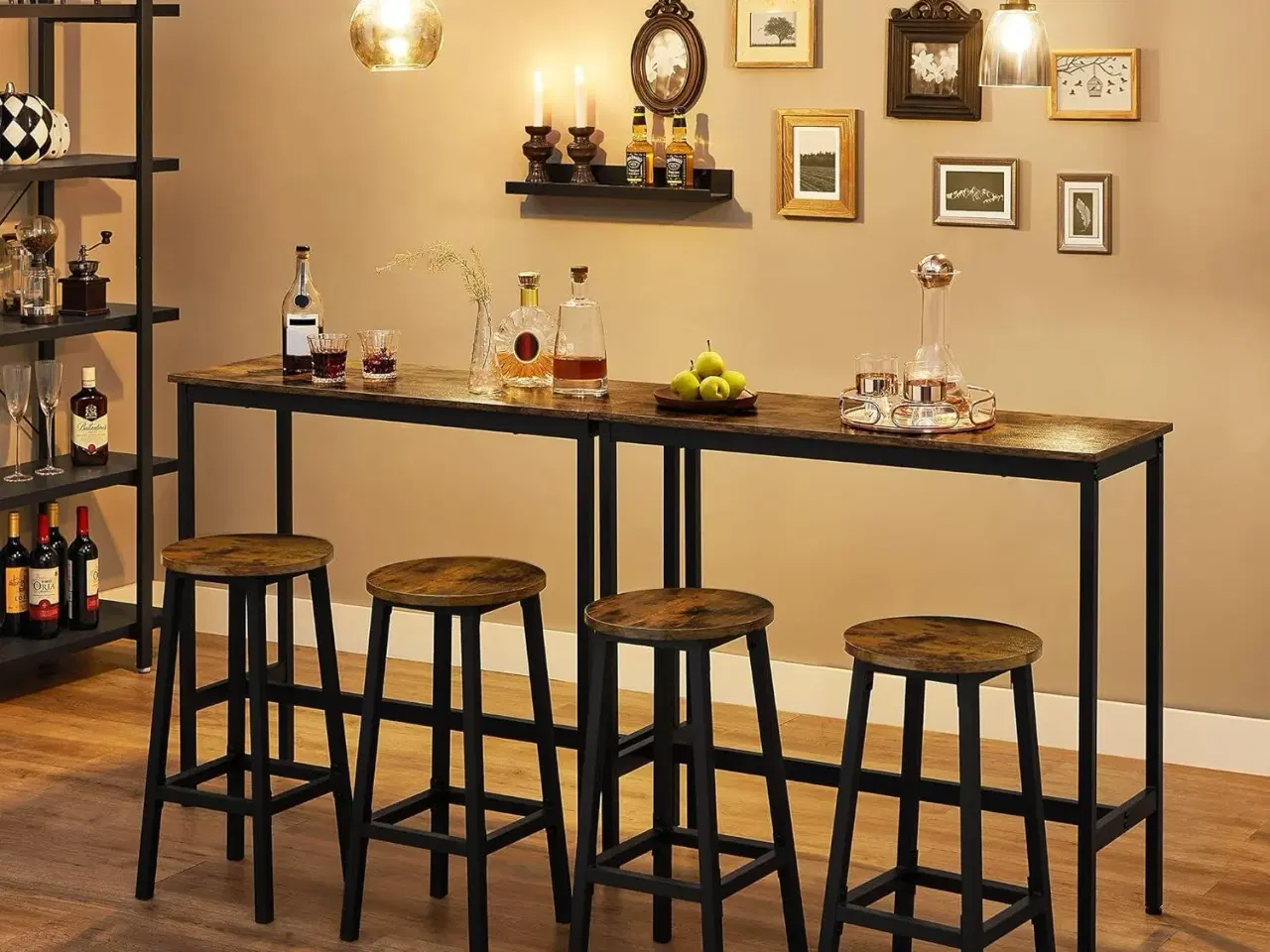 Billede 5 - Barbord sæt – VASAGLE industrielt højbord med 2 barstole, vintage brun/sort