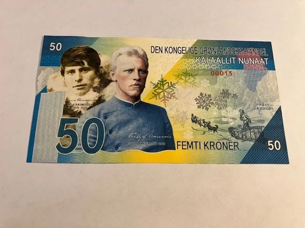 Billede 2 - 50 Kroner Prøveseddel 2017 Grønland - Lavt nummer