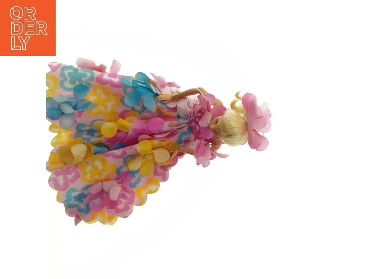 Billede 4 - Dukke med blomsterkjole (str. 32 cm)