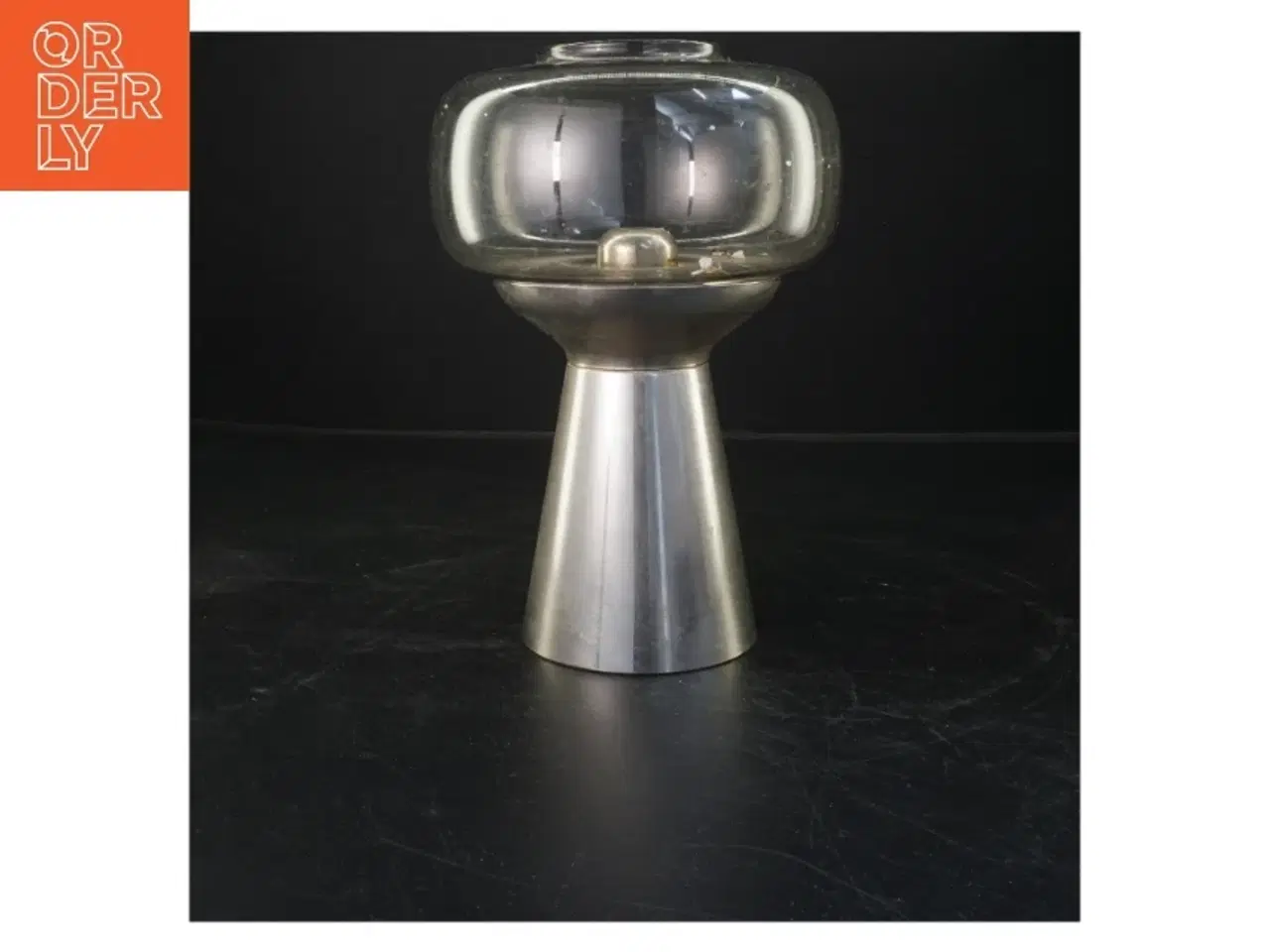 Billede 1 - Industriel bordlampe i glas og metal fra W.GERMANY (str. 26x17 cm)