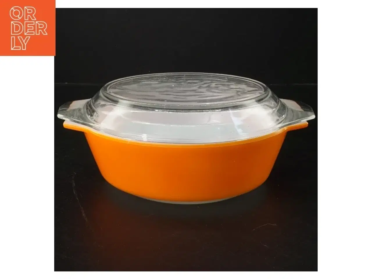 Billede 1 - Vintage Orange glasfad med låg  (str. Ø 19x6 cm)