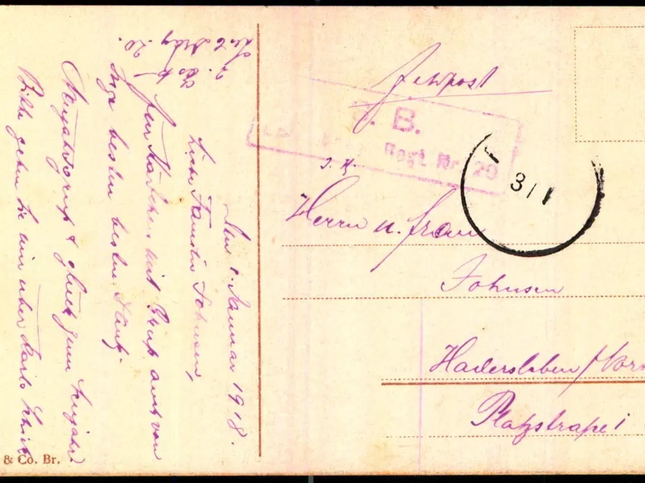 Billede 1 - Feldpost - Januar 1918 - Til Hadersleben - Forside : La Cathedrale