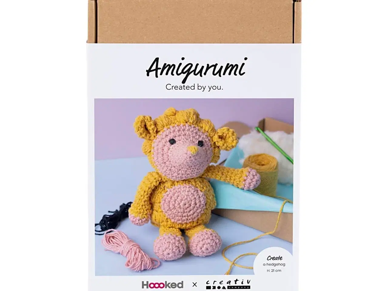Billede 1 - DIY Kit Amigurumi, Pindsvin, lys rosa, varm gul, 1 pk.
