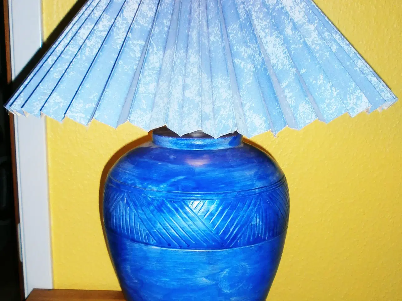 Billede 1 - Blå keramik bordlampe