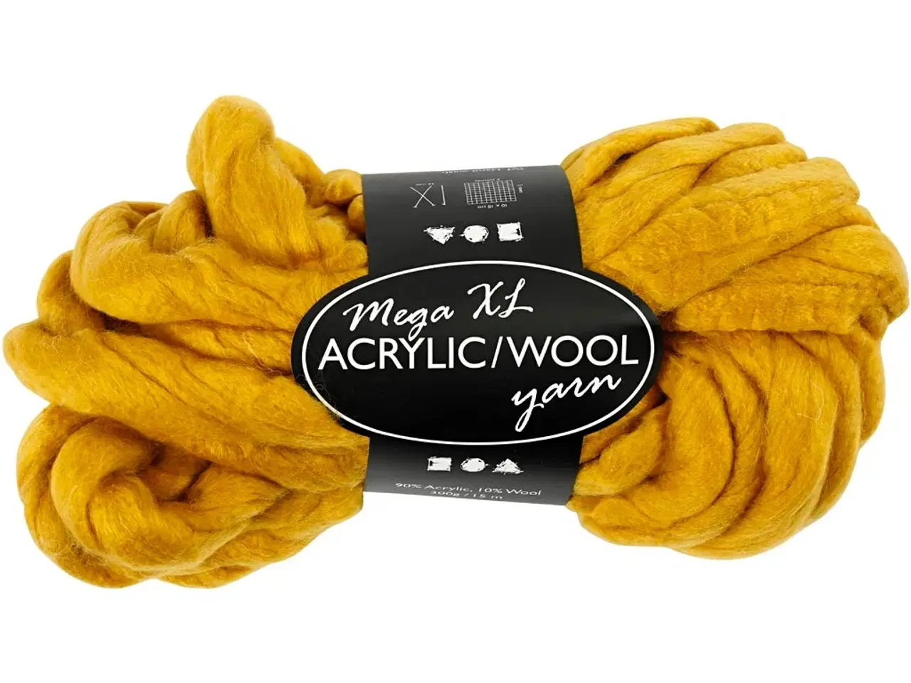 Billede 1 - XL Kæmpegarn af Polyacryl/Uld, L: 15 M, str. mega, mørk gul, 300 g/ 1 ngl.