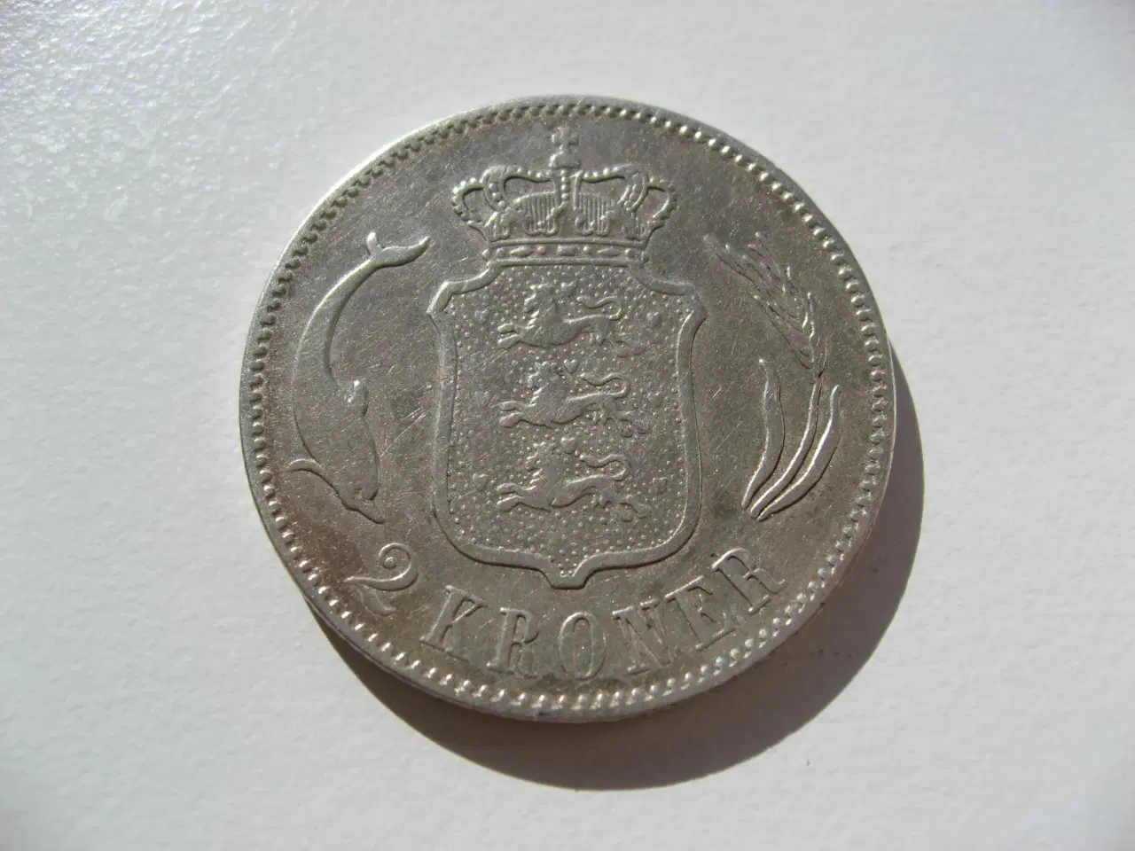 Billede 2 - Pæne delfin sølv 2 kr 1875 Eller 1876, Pr Stk