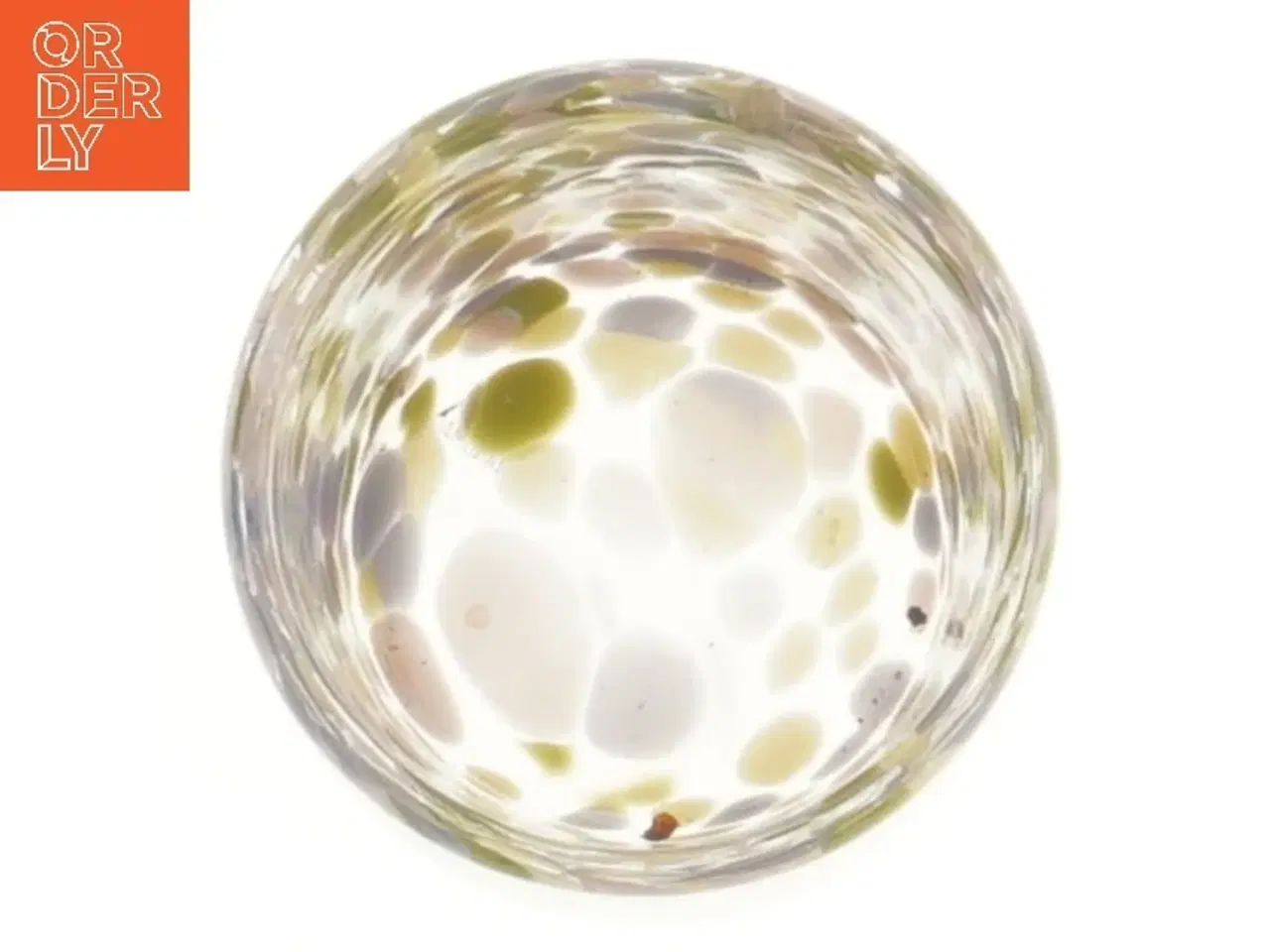Billede 2 - Glasvase med farvede prikker (str. Ø 8,5x8 cm)