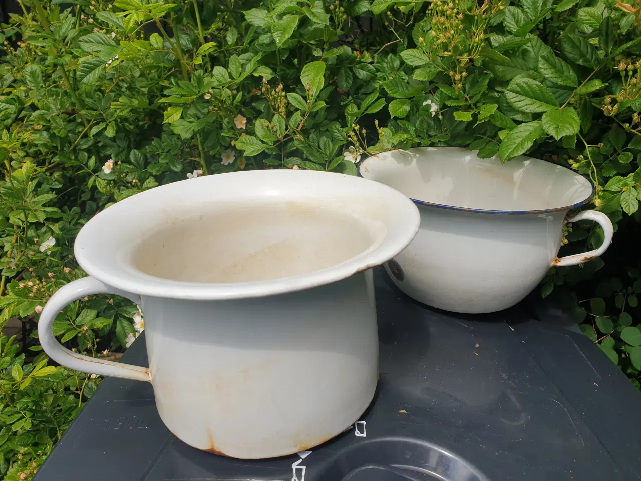 Billede 6 - Gamle Flotte Emaljerede Plantekar, Potter og Kande