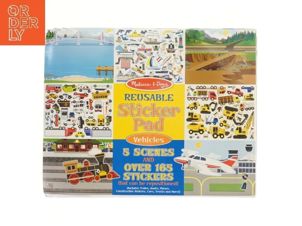 Billede 1 - Genanvendelig klistermærke ark med køretøjer (str. 35x28 cm)