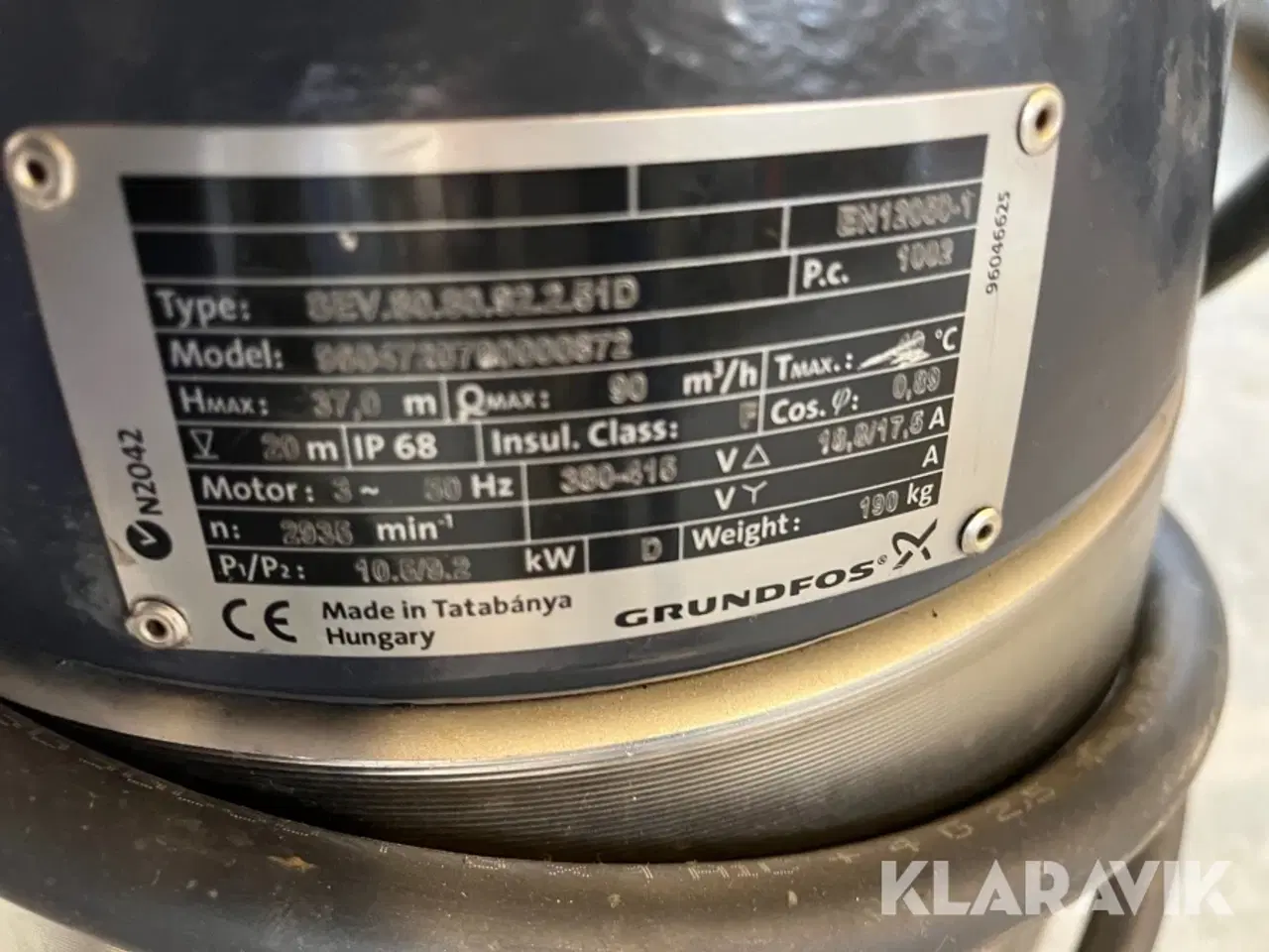 Billede 4 - Pumpe Grundfos SEV 1 styk 80.80.92.2.51D