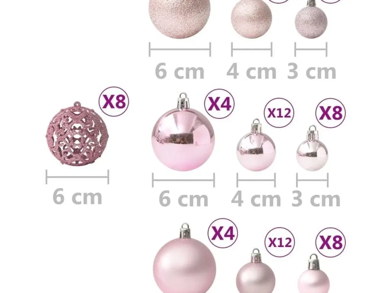 Billede 6 - Julekuglesæt 100 stk. pink