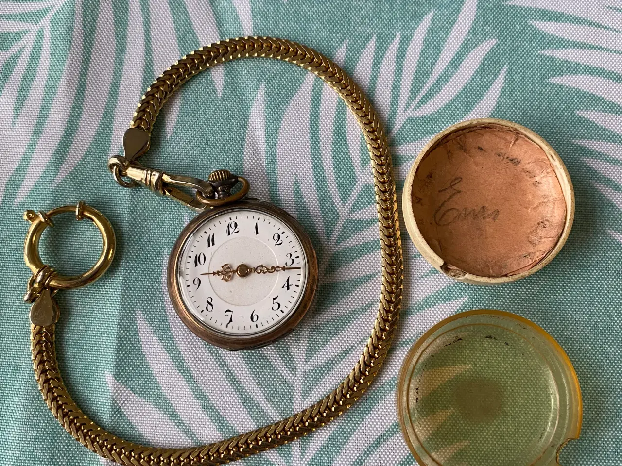 Billede 1 - Lommeur, urkasse. Kæden er som ny.