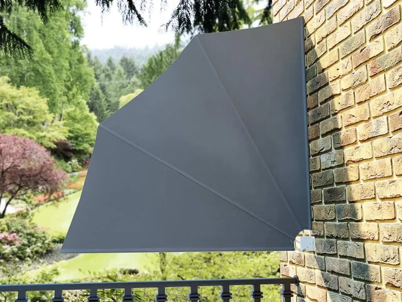 Billede 1 - Sammenklappelig sidemarkise til altan grå 140 x 140 cm