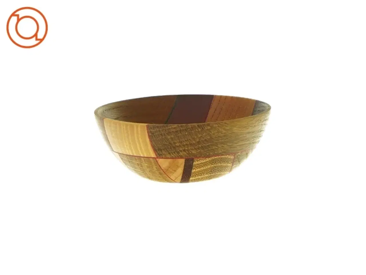 Billede 1 - Skål i træ med røde streger