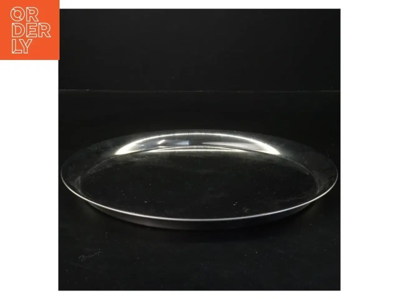 Billede 2 - Rundt stål serveringsfad (str. Ø 26x1 cm)