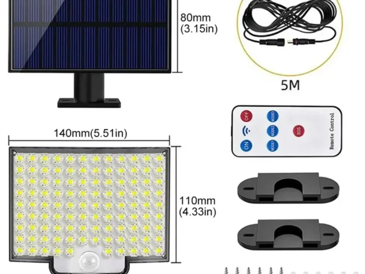 Billede 4 - 2 stk. Solpanel LED-lampe til indkørsler og haver