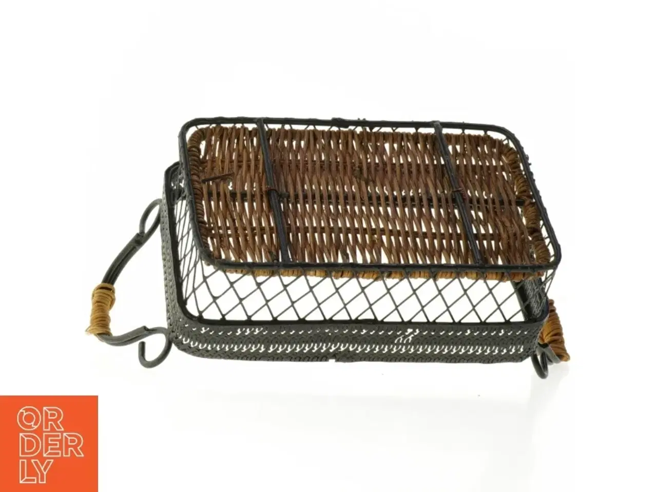 Billede 5 - Metalkurv med håndtag og flet (str. 21 x 13 cm)