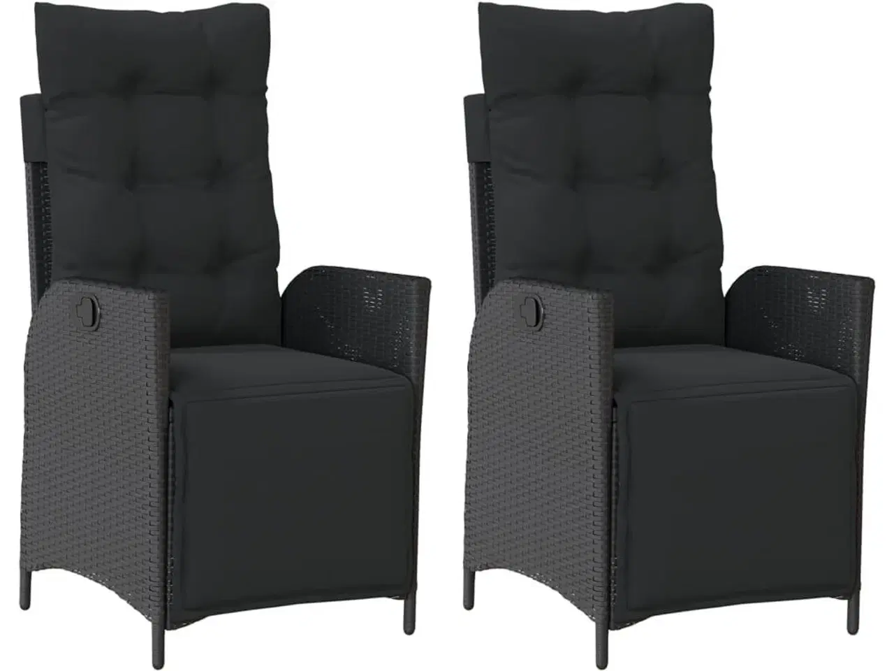 Billede 2 - Havestole 2 stk. med lænefunktion og fodstøtte polyrattan sort