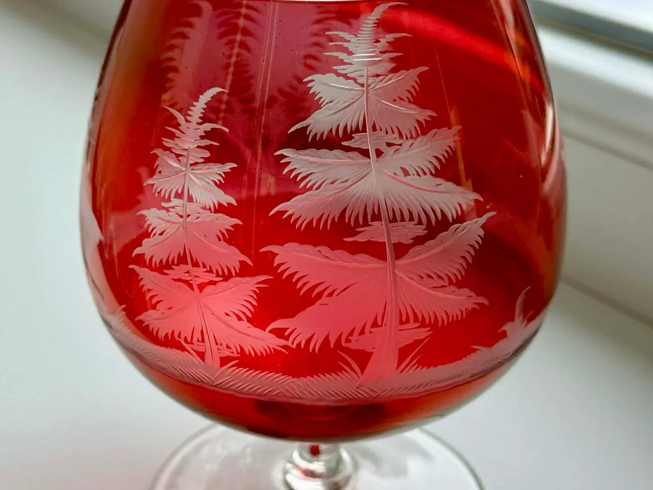 Billede 1 - Smukt vintage rød bøhmisk krystalglas fra 1963