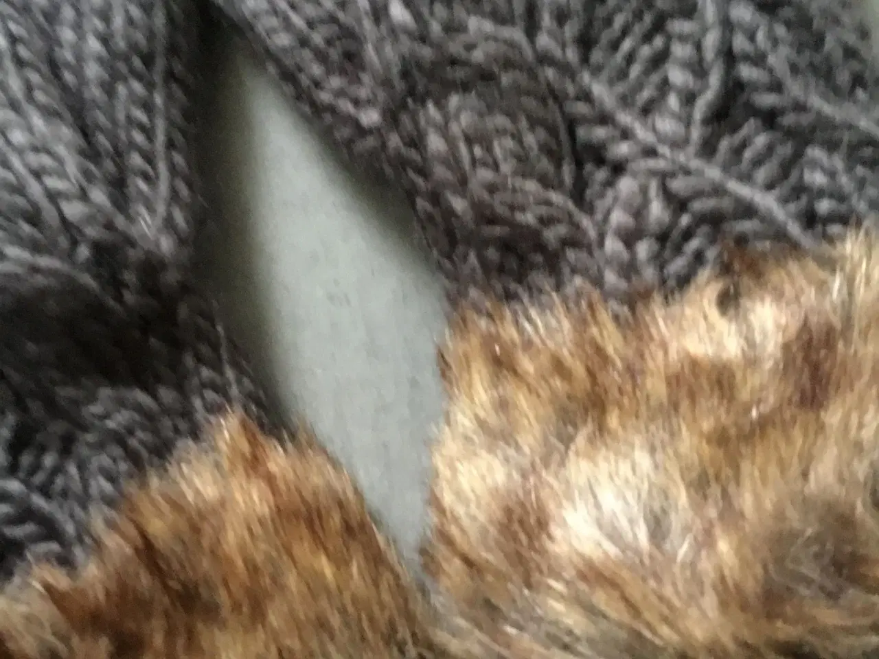 Billede 6 - Mørkegrå strikvanter luffer strik vanter med pels 