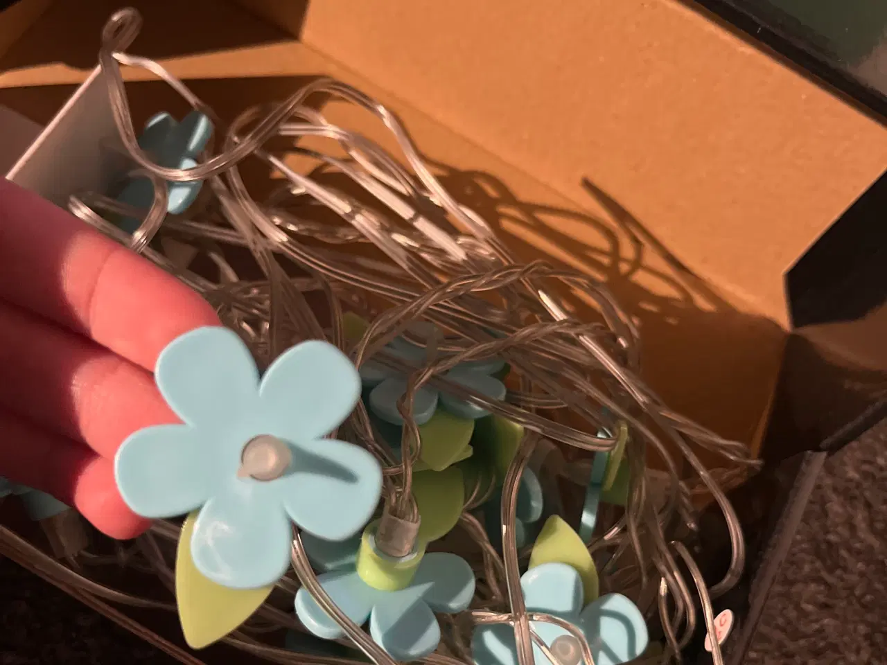 Billede 3 - Grøn og blå blomster lys kæde