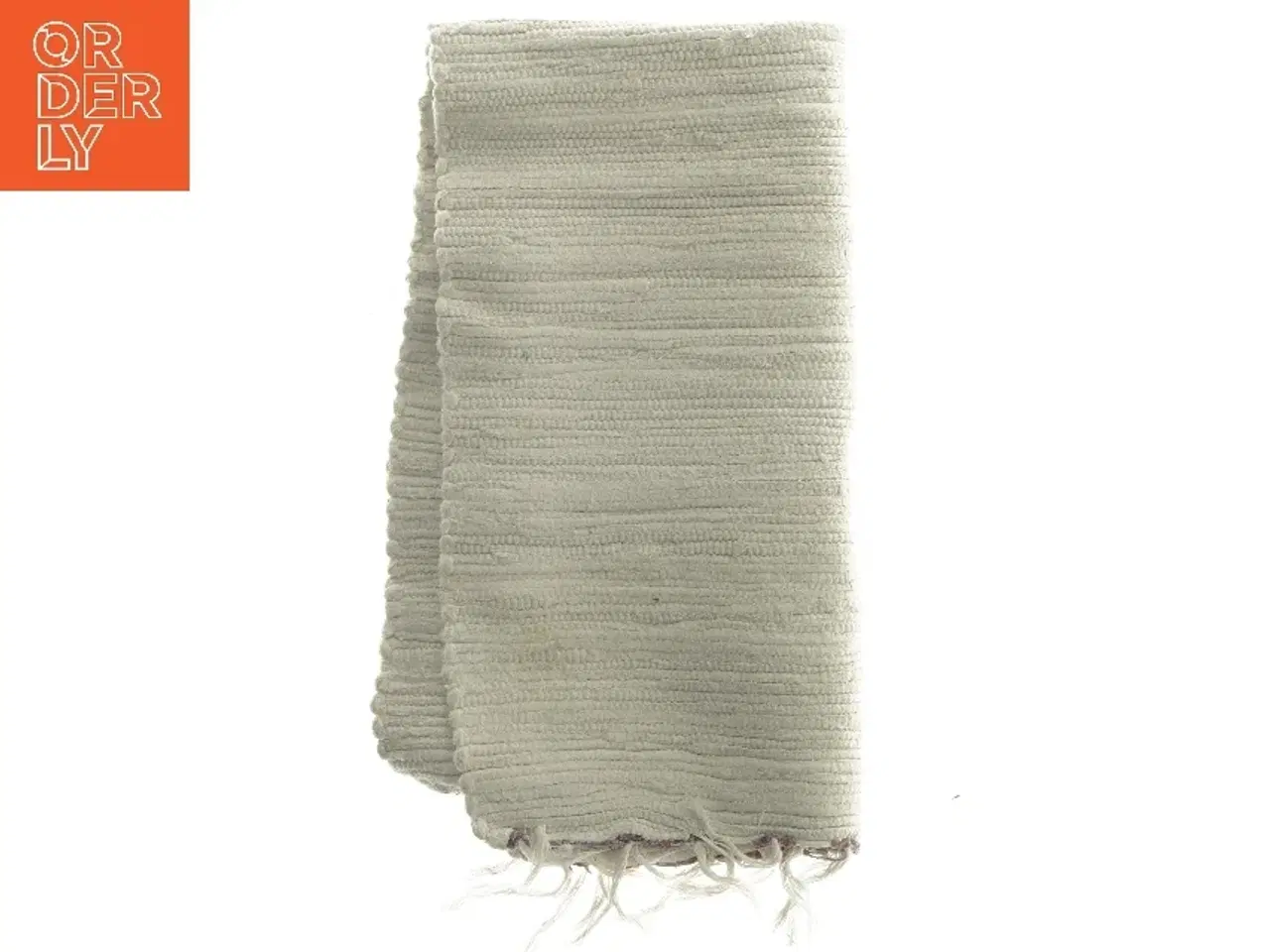 Billede 1 - Lille kludetæppe med frynser (str. 42x80 cm)