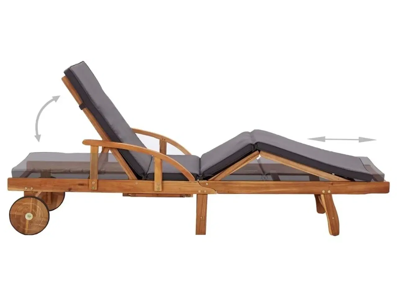 Billede 5 - Liggestol med hynde massivt fyrretræ