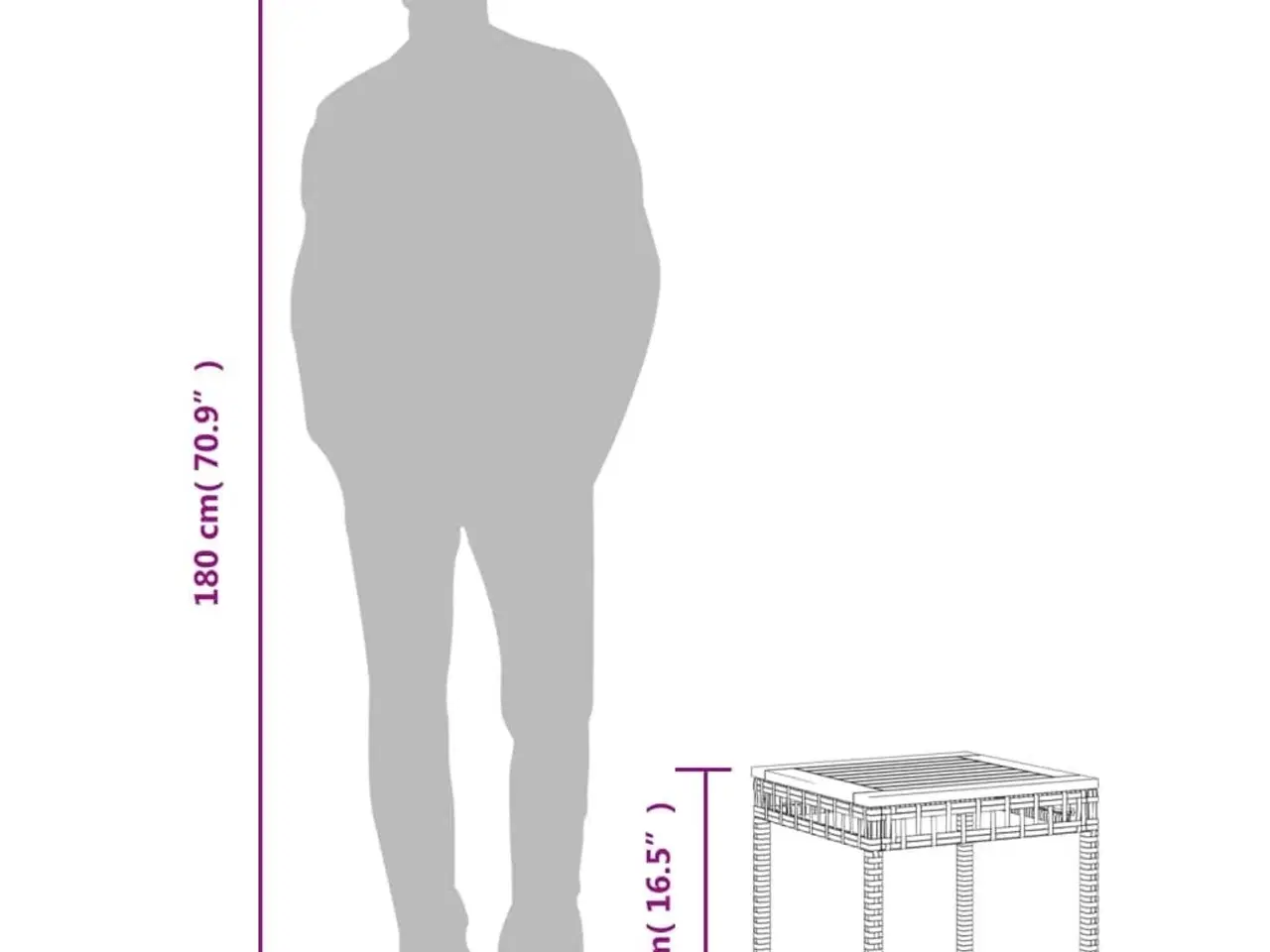 Billede 9 - Havebord 38x38x42 cm polyrattan og akacietræ beige